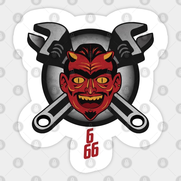 Vintage Mechanic Devil Sticker by CTShirts